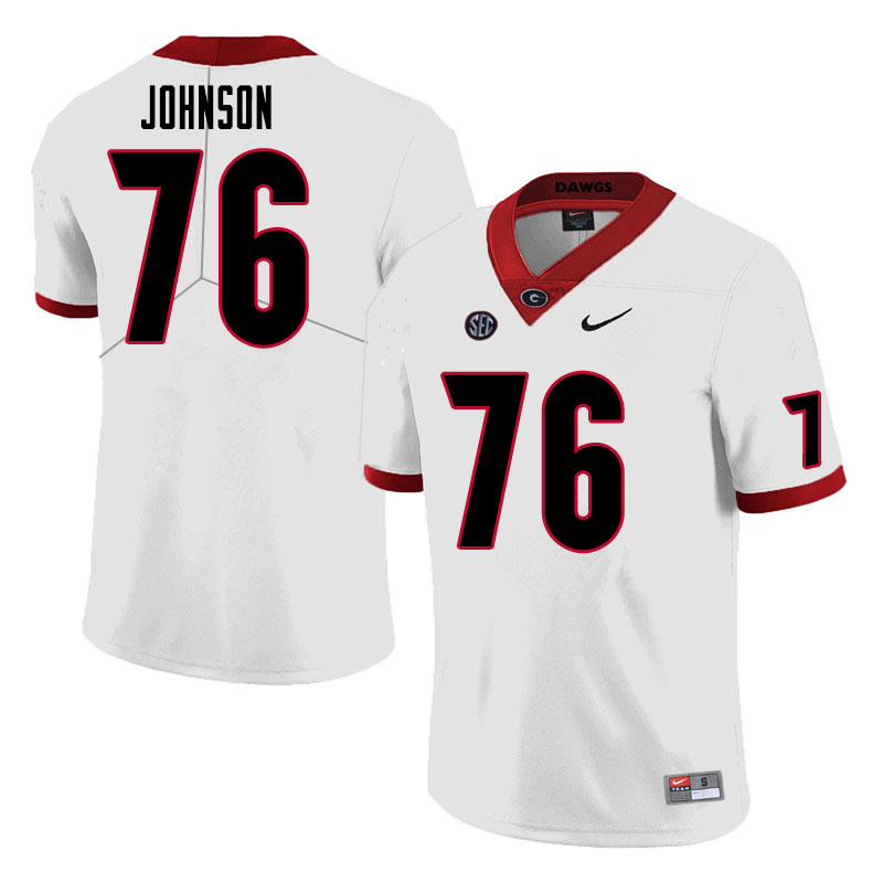 Men #76 Miles Johnson Georgia Bulldogs College Football Jerseys Sale-White - Click Image to Close